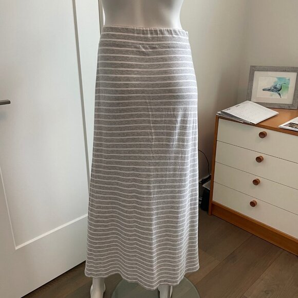 Tommy Hilfiger Casual Pull On Summer Striped Maxi Skirt Heather Grey White Sz M - Picture 5 of 7